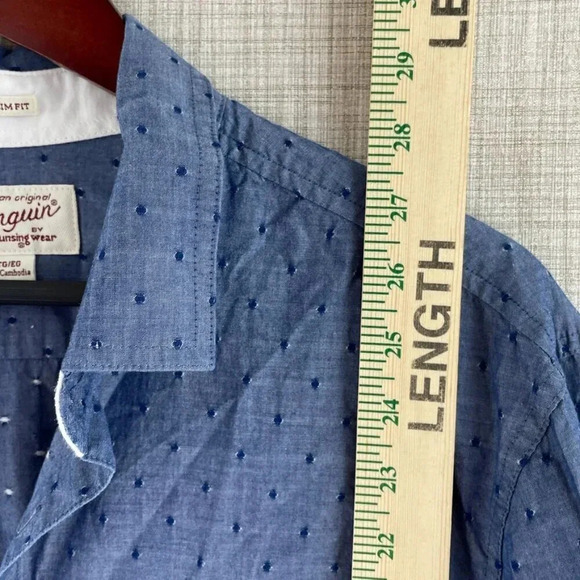 Original Penguin Mens XL Blue long sleeve button down shirt 3653 - Picture 3 of 7